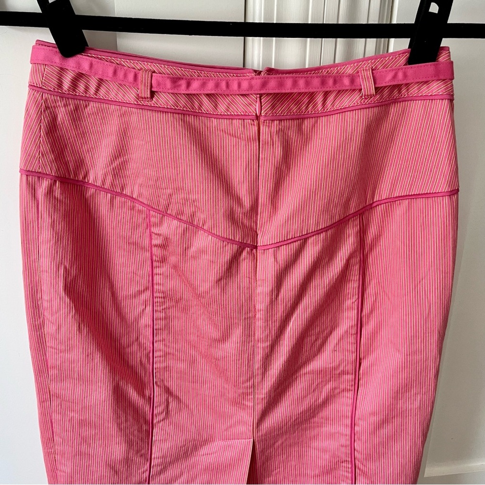 Express Y2K Vintage Pinstripe Belted Pencil Skirt Pink Sz 2 - Picture 12 of 16